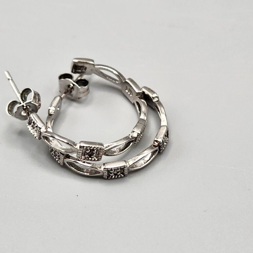 Sterling Silver Small Hoop Earrings 3/4" Diameter 925 NV Stud Back Pre-Owned
